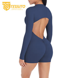 2025 Women's High Quality <b>Swimsuits</b> Long Sleeve Bodysuit Sexy One Piece Yoga Jumpsuit With Back Cut Out for Running - Product Image 2