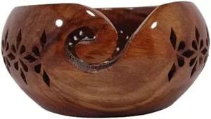 Handcrafted Rosewood Yarn Bowl with Swirl and Holes <b>for</b> Knitting Crochet Yarn Holder Wooden Bowl Knitting Bowl <b>Gift</b> <b>for</b> <b>Knitters</b> - Product Image 5