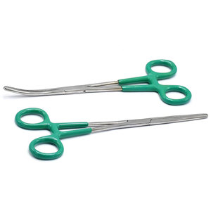 Juego de 2 Pinzas Hemostáticas Curvas y Rectas de 8 Pulgadas con Mango de PVC - Pinzas de Bloqueo Manuales de Acero Inoxidable - Hemostáticas Médicas Reutilizables - Product Image 1