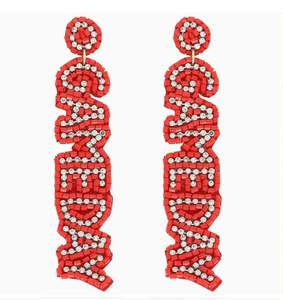 Boucle d'oreille de football perlée de broderie de but de champ de jour de jeu faite à la main de qualité supérieure avec luxe mignon et haute qualité de l'Inde - Product Image 3