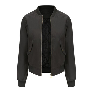 PRO ENTERPRISES Blouson d'aviateur en satin de haute qualité pour femmes Service OEM personnalisé prêt pour l'hiver fermeture à glissière col en V col complet - Product Image 5