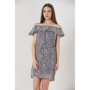 Robe mi-longue Topshow en gros avec imprimé zèbre et pois, col bateau - Product Image 5