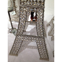 Pièce maîtresse de la tour Eiffel perlée en cristal argenté pièce maîtresse de mariage de luxe décor de maison et de jardin