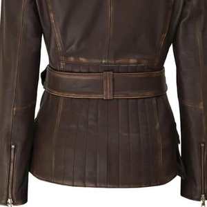 Chaqueta de cuero genuino personalizada de moda de alta calidad invierno nuevo cuello alto clásico ajustado ropa de mujer para damas - Product Image 2