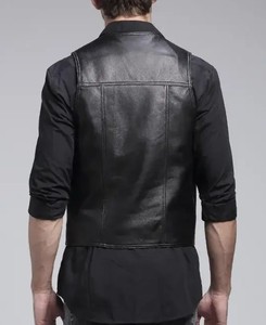 Gilet en cuir pour homme tendance, nouveau design personnalisé, vente en gros, gilet en cuir léger en peau de mouton, coupe ajustée - Product Image 4