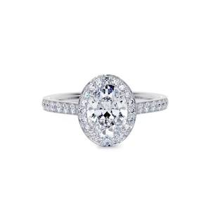 Anillo de compromiso y boda de diamante cultivado en laboratorio de corte ovalado, Joyería de diamantes de oro blanco rosa amarillo de 10K - Product Image 2