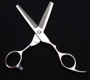 Ciseaux amincissants en acier inoxydable au meilleur prix avec manche en caoutchouc/acier Ciseaux de beauté amincissants pour les cheveux avec lame droite - Product Image 4