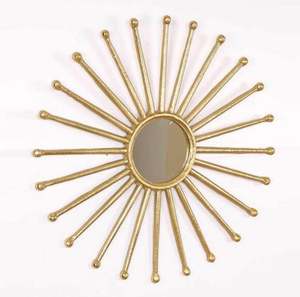 Miroir mural moderne rond doré en acier métallique fait à la main, best-seller, décoratif pour la maison, le jardin, le mariage, personnalisable - Product Image 1