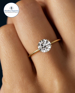 Bague solitaire en diamant cultivé en laboratoire 2.5CT Alliance en or jaune 14K Bijoux certifiés IGI Cadeau pour les femmes Fêtes matérielles 10K - Product Image 1