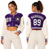 Chaqueta Varsity Corta para Mujer Estilo Y2K, Transpirable, Verde y Naranja con Patrón de Letras, Ropa Urbana de Béisbol, Bordado Personalizado, Venta al Por Mayor OEM