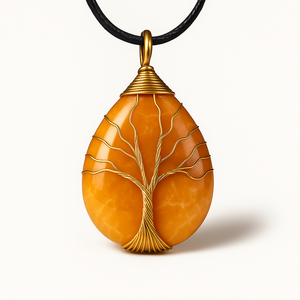 Collar con Colgante de Árbol de la Vida en Aleación de Cobre Naranja, Joyería de Curación Natural, Regalo Clásico Hecho a Mano para Niños - Product Image 1