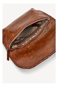 คลัทช์หนังวัวสีน้ำตาลขนาดกลางทำด้วยมือพร้อมดีไซน์หุ้มหนังและหินเทอร์ควอยซ์แท้ที่แผ่นด้านหน้า - Product Image 5