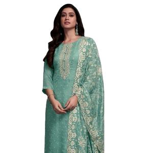 Top organza avec broderie travail avec fond Stanton terne et dupatta - Product Image 1