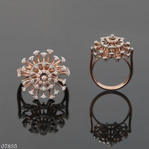 แหวนหมั้นเพชรสำหรับปลูกในห้องปฏิบัติการขัดเงากุหลาบดีไซน์ดอกไม้ที่ไม่เหมือนใครแหวนทองคำแท้14K ได้รับการรับรองของขวัญครบรอบปีที่ทันสมัย - Product Image 1