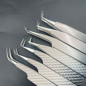Juego de pinzas de doble tono de alta calidad al por mayor pinzas de extensión de pestañas de agarre de diamante de acero inoxidable sostenibles - Product Image 2