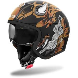 Airoh J110 Oni Retro Open Face Urban-Touring Helmet XL <b>Mirrored</b> Visor ABS Shell Black Matt <b>Motorcycles</b> Bicycles New Condition - Product Image 2