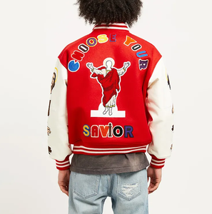 Manteau d'hiver long avec caractéristiques légères Veste universitaire en chenille en cuir de laine personnalisée avec des logos de broderie personnalisés pour l'extérieur - Product Image 6