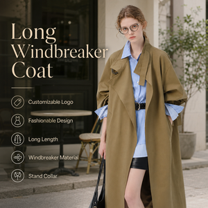VEGA CHANG <span class=keywords><strong>Trench</strong></span> Lungo da <span class=keywords><strong>Donna</strong></span> Personalizzabile con Logo, Moda Streetwear, Cappotto Oversize Antivento - Product Image 6