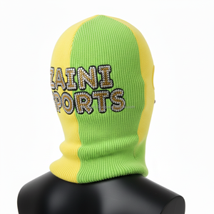 Balaclava en tricot côtelé pour femme, hiver, 280 GSM, mélange de coton et d'acrylique de qualité supérieure, couleur nude, logo personnalisé avec strass pour femme - Product Image 5