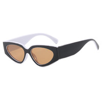 Lunettes de soleil pour femmes, logo personnalisé, tendance rétro, petite monture, UV400, noir et blanc, patchwork, œil de chat