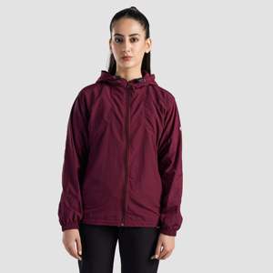 Autumn <b>Workout</b> Ridge <b>Jacket</b> in Maroon with Hooded Collar Windproof Feature - Product Image 1