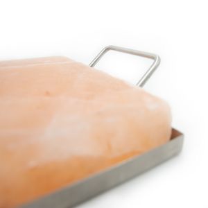Piastra Rettangolare per Cottura in Sale Rosa dell'Himalaya Naturale 30x20x4 cm 5 kg, Prodotta in Pakistan, con Supporto in Acciaio e Manici, Utensile da Cucina per Esterni - Product Image 2