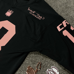 เสื้อยืดฟุตบอล300GSM โอเวอร์ไซส์สำหรับผู้ชายเสื้อสไตล์วินเทจผ้าตาข่ายแนวสตรีทเสื้อยืดไหล่ตกสไตล์ย้อนยุคพิมพ์ลาย - Product Image 3