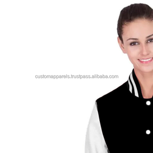 Custom Cotton Fleece Varsity <b>Jacket</b> for <b>Women</b> <b>Lightweight</b> Embroidered Bomber Style Outerwear - Product Image 5