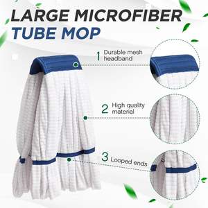 18 oz Heavy Duty Microfiber Tube Mop Heads Commercial Industrial Wet Mop Head Refill Reusable Machine Washable Antibacterial - Product Image 4