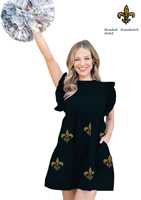 2024 Fleur De Lis Designer Schattige Katoenen Op Maat Gemaakte Casual Zomer ODM Geborduurde Puffmouw Pailletten Mini Gelaagde Jurkjes voor Meisjes
