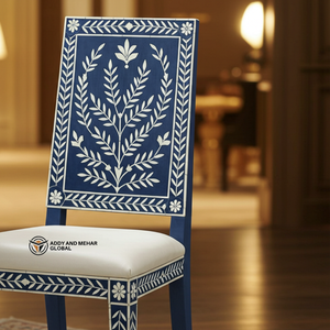 Chaise de salle à manger florale en incrustation d'os, élégante et luxueuse, faite à la main, siège en bois décoratif, mobilier artisanal de qualité supérieure - Product Image 2