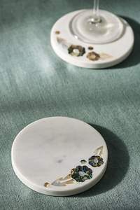 Wholesale Blue Flower Inlay Marble <b>Coasters</b> Handcrafted Decorative <b>Drink</b> <b>Coasters</b> with Stone Inlay Luxury Home Decor Supplier - Product Image 2