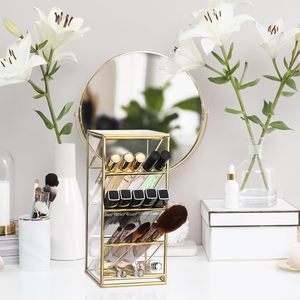 Boîte à bijoux décorative en verre et en laiton fabriquée à partir de laiton et de verre de haute qualité pour la maison et le maquillage Rangement décoratif pour vrac - Product Image 6