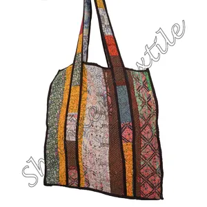 Custom Hand Made Kantha Stitched Bags With Indian Floral Prints Ideal For Resale By Fashion Accessory Stores For Resale