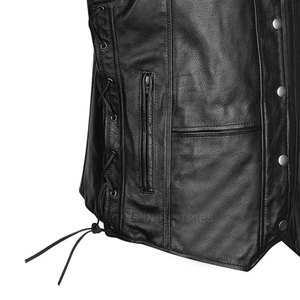 Buena calidad 100% cuero hecho moda chaleco precio razonable hombres ropa cuero chaleco - Product Image 6