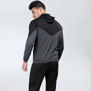Survêtement à capuche 100% coton confortable et élégant pour hommes, couleur bloquée de haute qualité pour une tenue décontractée et des aventures en plein air - Product Image 5