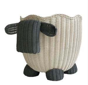 Handmade Wicker Sheep Basket for Ramadan Eid Gifts Decorative Rattan Animal Basket Kids <b>Toy</b> Organizer Wholesale - Product Image 1