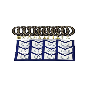 Masonic Blue Lodge Officers Apron Set of 12 with Blue Backing Chain <b>Collar</b> - Product Image 5