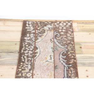 Alfombra Turca Vintage, Alfombra de Retazos de 1.7x8.5 pies, Alfombra de Pasillo Marrón con Diseño Floral - Product Image 4