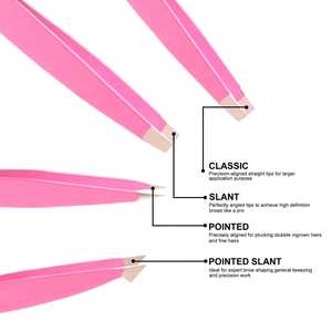 Ensemble de pinces à épiler professionnelles en acier inoxydable de couleur personnalisée, ciseaux à ressort, pointe inclinée, pointe pointue, étui en cuir, sac de beauté - Product Image 2