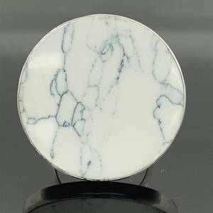 แหวนฮาวไลท์สีขาวทรงกลมทำด้วยมือแหวนเงินสเตอลิง925K แหวนหินสีขาวของขวัญสำหรับเขา - Product Image 1