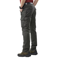 Pantalon cargo jogger homme de haute qualité, coupe droite mi-haute, en toile légère, délavé foncé, multi-poches, coupe ajustée, respirant et infroissable