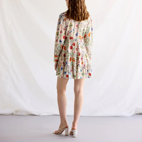Style décontracté à manches longues femmes robe populaire 100% rayonne tissu haute qualité col en V femmes robe mi-longue avec nœuds papillon