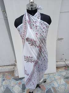 Pareo con estampado de bloques a mano, estampado Floral, venta al por mayor, lote de ropa de playa Sexy, sarong, bufanda de algodón indio hecha a mano - Product Image 2