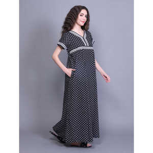 Robe de nuit imprimée 100 % coton pour femme avec poche latérale, peignoir ODM à taille élastique avec cordon de serrage, doux et respirant, taille 3XL pour l'hiver - Product Image 6