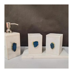 Elegante juego de baño de lujo de resina de ónix Colección de accesorios de baño elegantes - Product Image 4