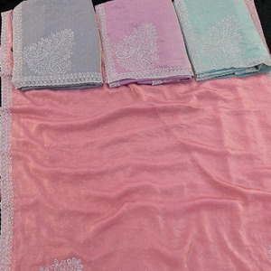 Tissu léger Fendy avec partout broderie perle travail luxueux matériau léger pour Saree en tenue ethnique mariée belle - Product Image 1