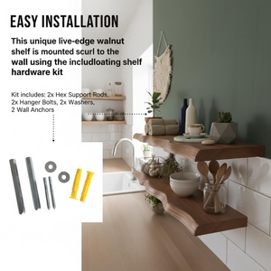 Modern floating <b>shelf</b> wooden tv stand handcrafted natural wood entertainment unit tv console decor custom sizes available - Product Image 1