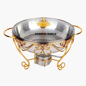 Plato de frotamiento de Metal con acabado dorado Plato de comida hecho a mano de excelente calidad Clásico elegante Venta al por mayor Nuevo calentador de alimentos de Metal - Product Image 5