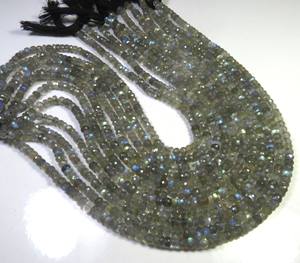 Labradorite naturelle de haute qualité perles rondelle à facettes 5mm 13 "brin Multi Flash pour la fabrication de bijoux - Product Image 2